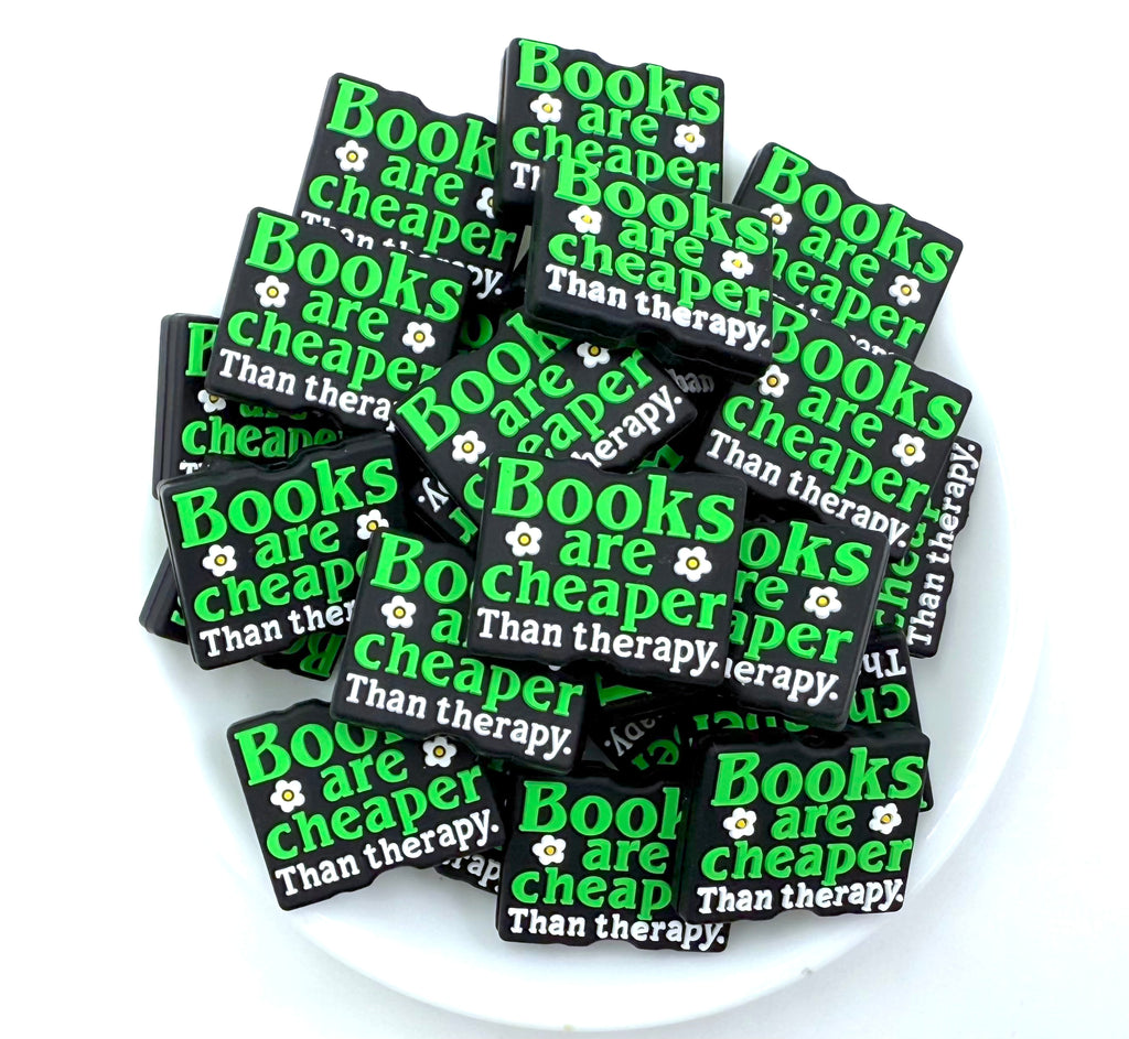 Books Are Cheaper Than Therapy Silicone Focal Beads