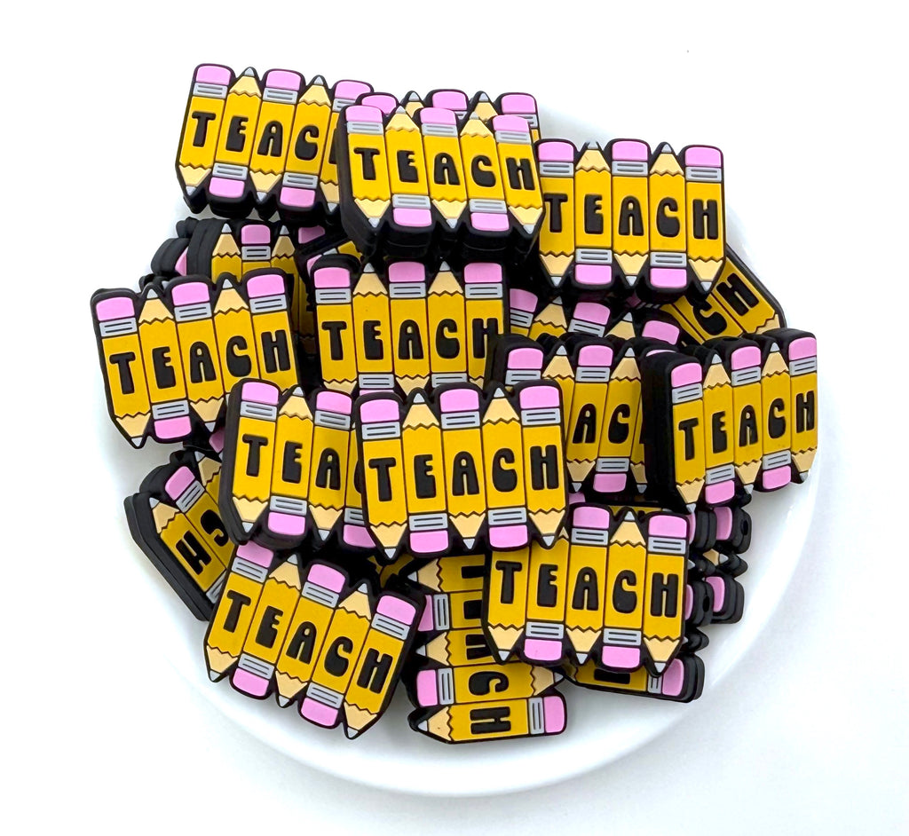 Teach Pencil Silicone Focal Beads