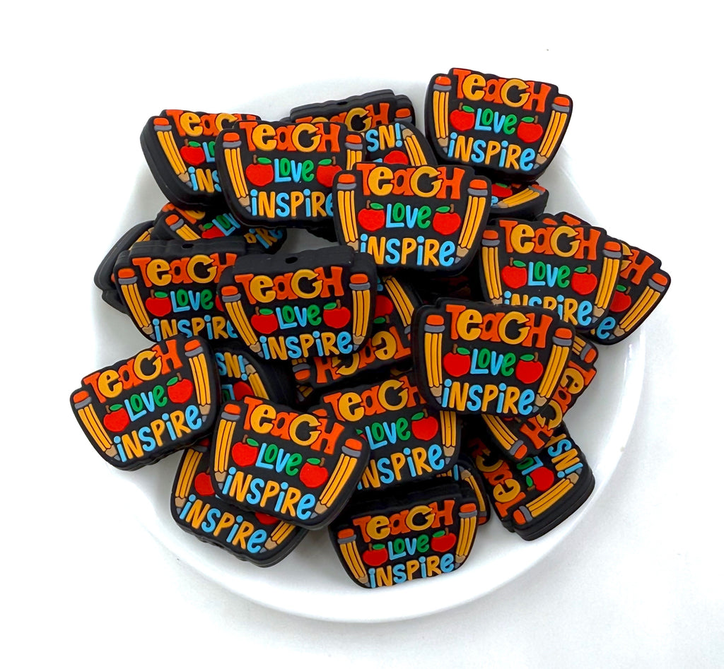Teach Love Inspire Silicone Focal Beads