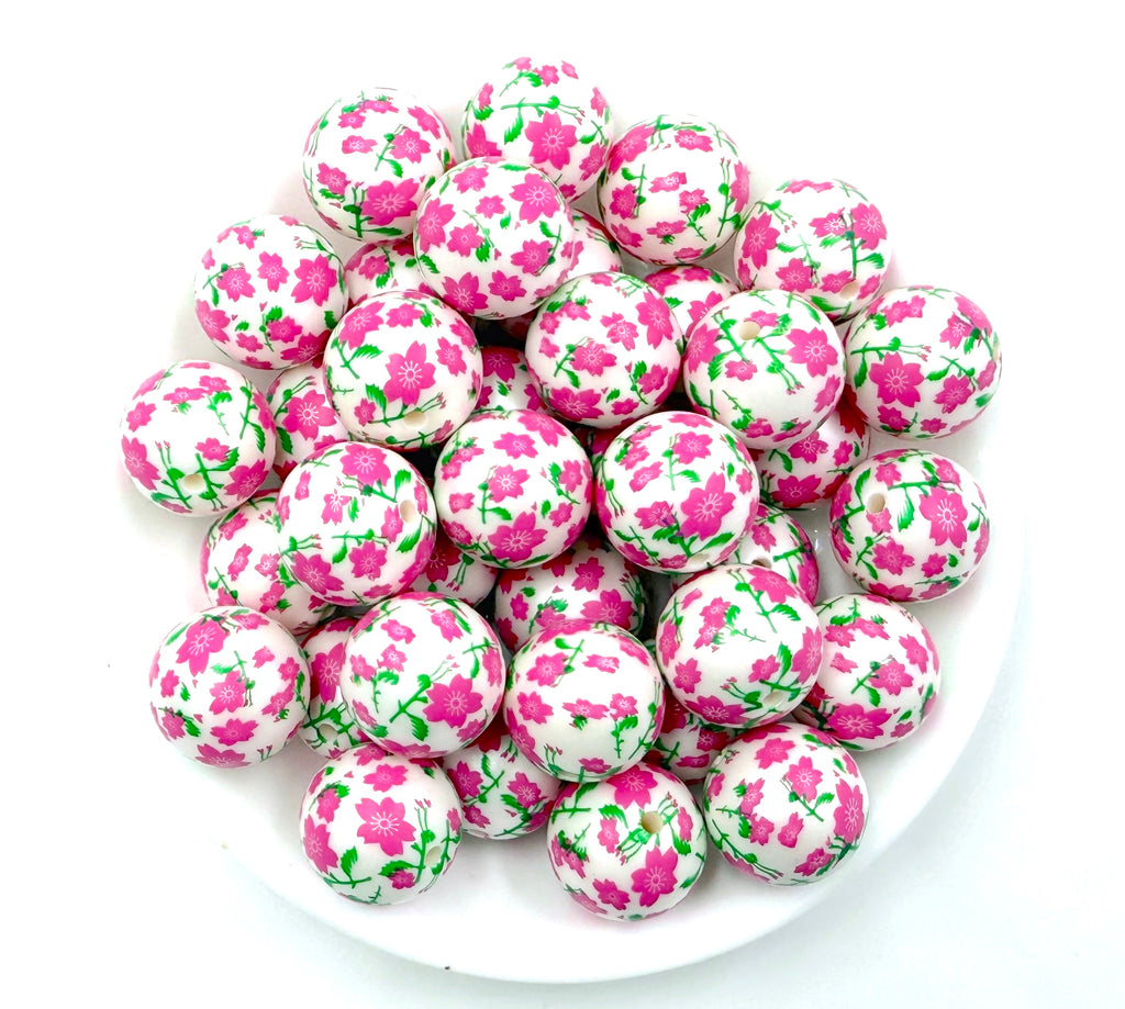 20mm Pink Flowers Bouquet Chunky Beads