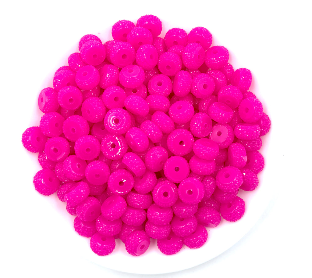 12mm Hot Pink Abacus Acrylic Spacer Beads