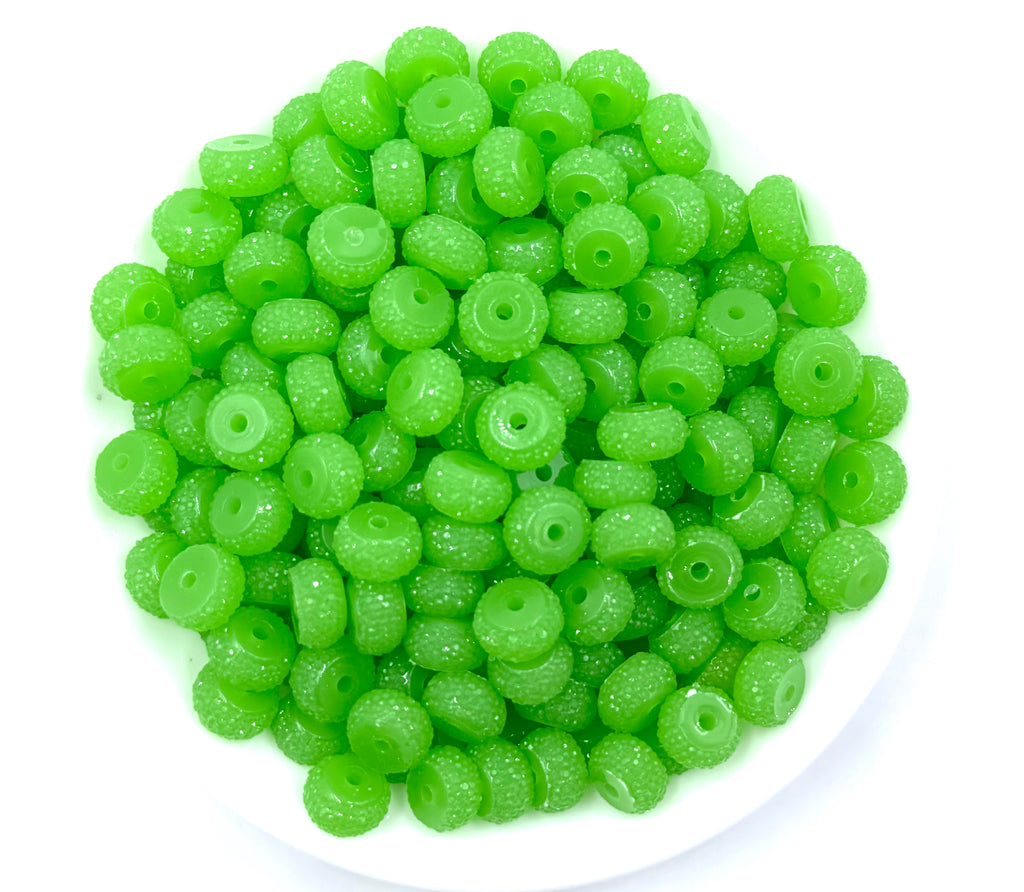 12mm Green Abacus Acrylic Spacer Beads