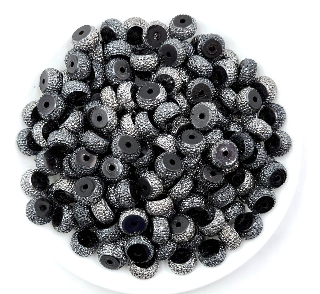 12mm Gunmetal/Gray Abacus Acrylic Spacer Beads