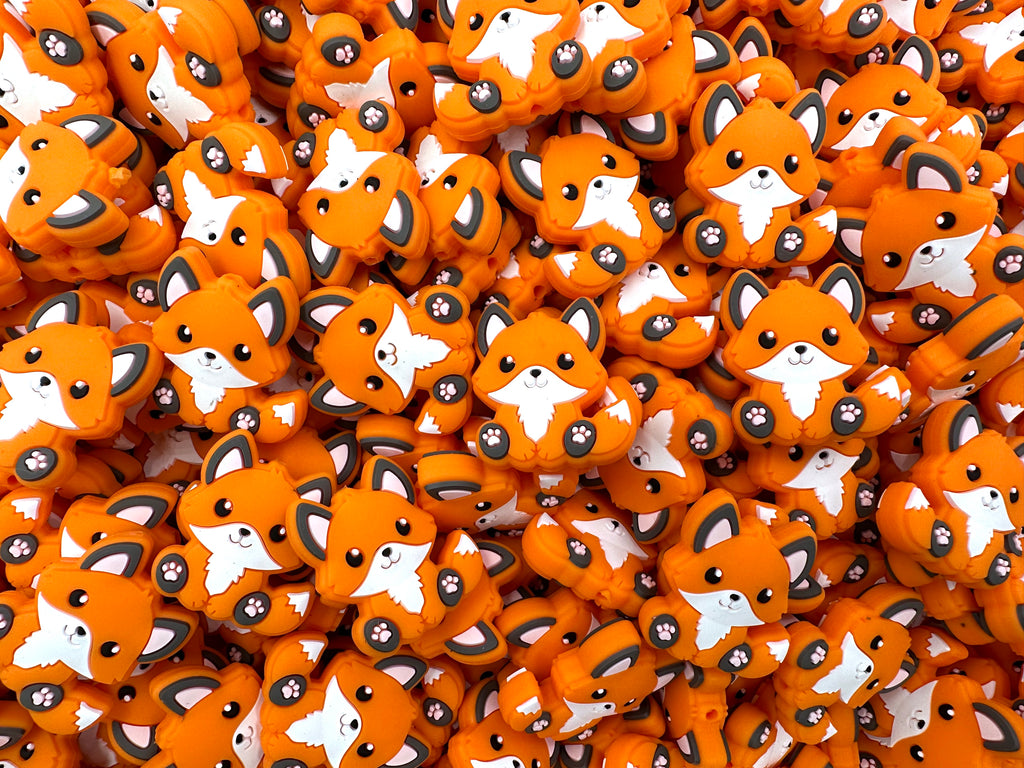 Orange Fox Silicone Beads