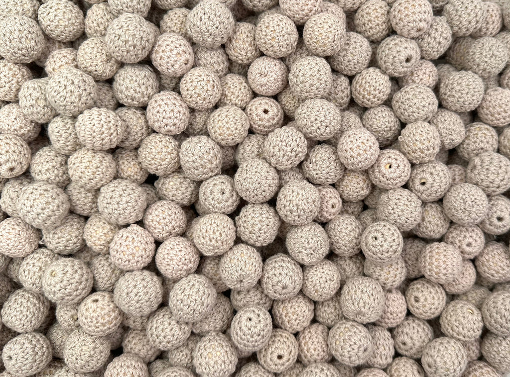 Oatmeal Crochet Wood Beads