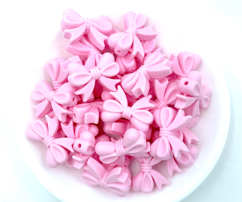 Baby Pink Bow Silicone Focal Beads