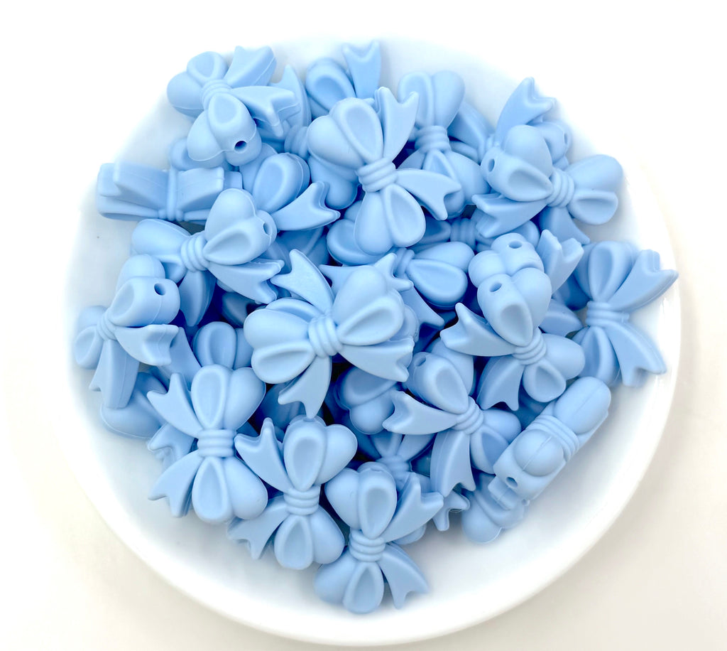Baby Blue Bow Silicone Focal Beads