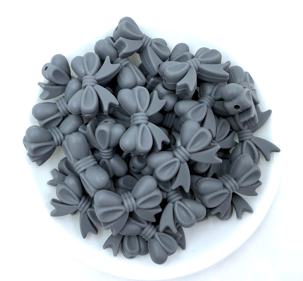 Gray Bow Silicone Focal Beads