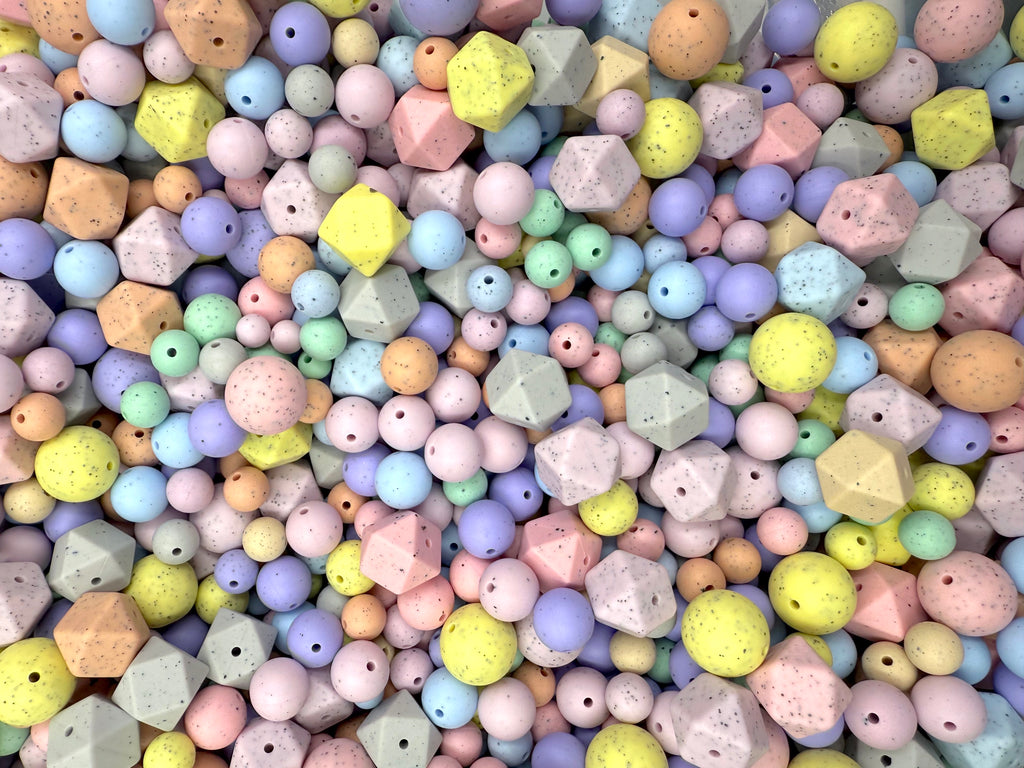 50 Random Assortment Speckled Silicone Beads