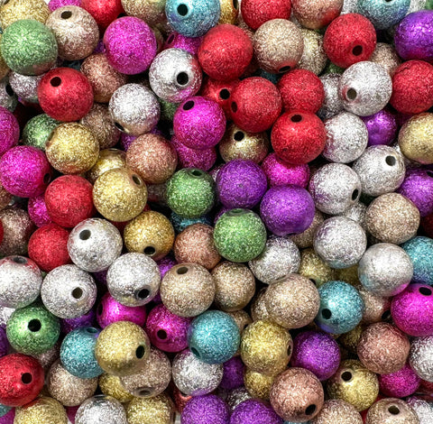 12mm Mixed Colors Stardust Acrylic Beads