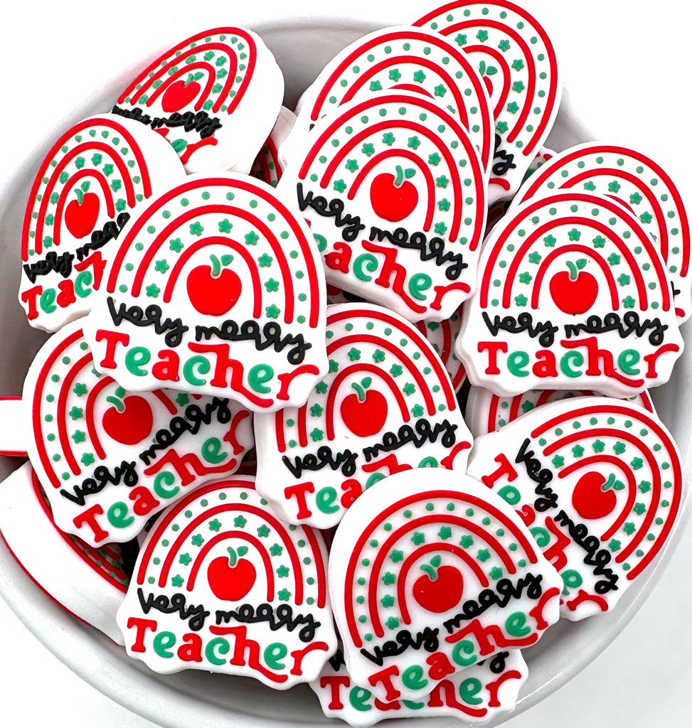 Teacher Christmas Silicone Focal Beads