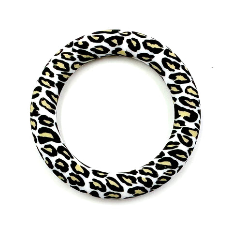 65mm White Leopard Print Silicone Ring With Holes