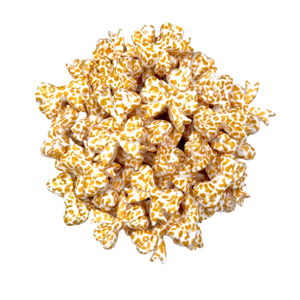 Gold Leopard Bow Silicone Beads