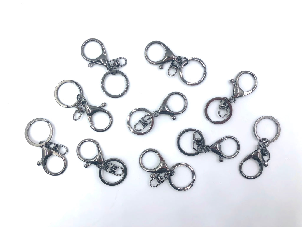 30mm Gunmetal Swivel Key Ring and Clip, Keychain