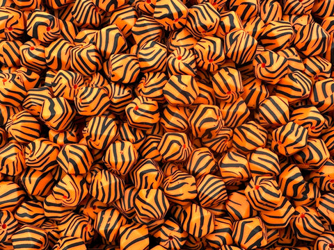 Orange Tiger Print Hexagon Silicone Beads--14mm