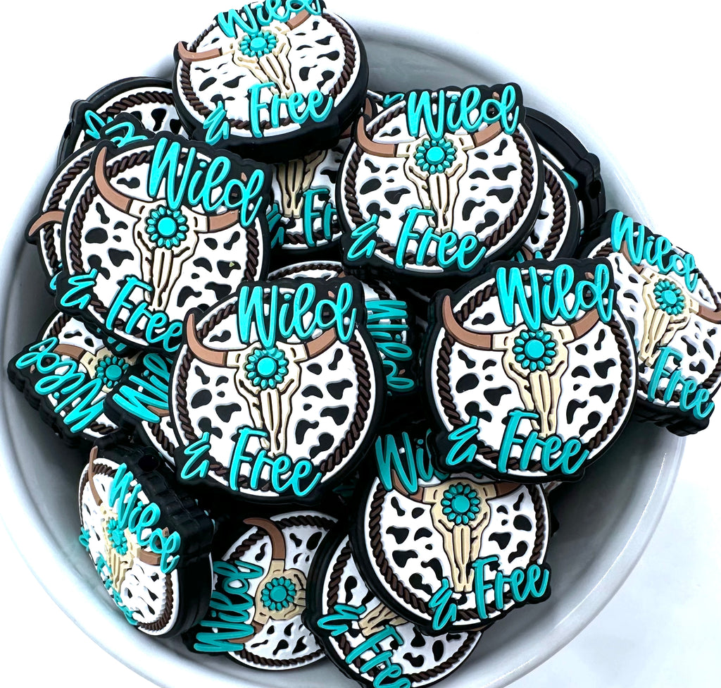 Wild & Free Western Cow Skull Silicone Focal Beads