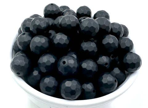 15mm Multi-Faceted Silicone Beads--Black