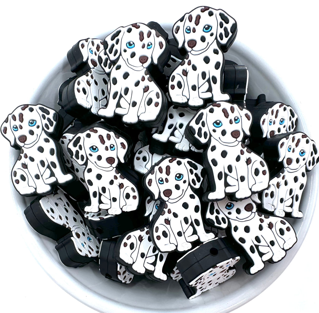 Dalmatian Dog Silicone Focal Beads