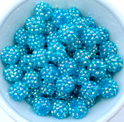 14mm Aqua AB Rhinestone Beads