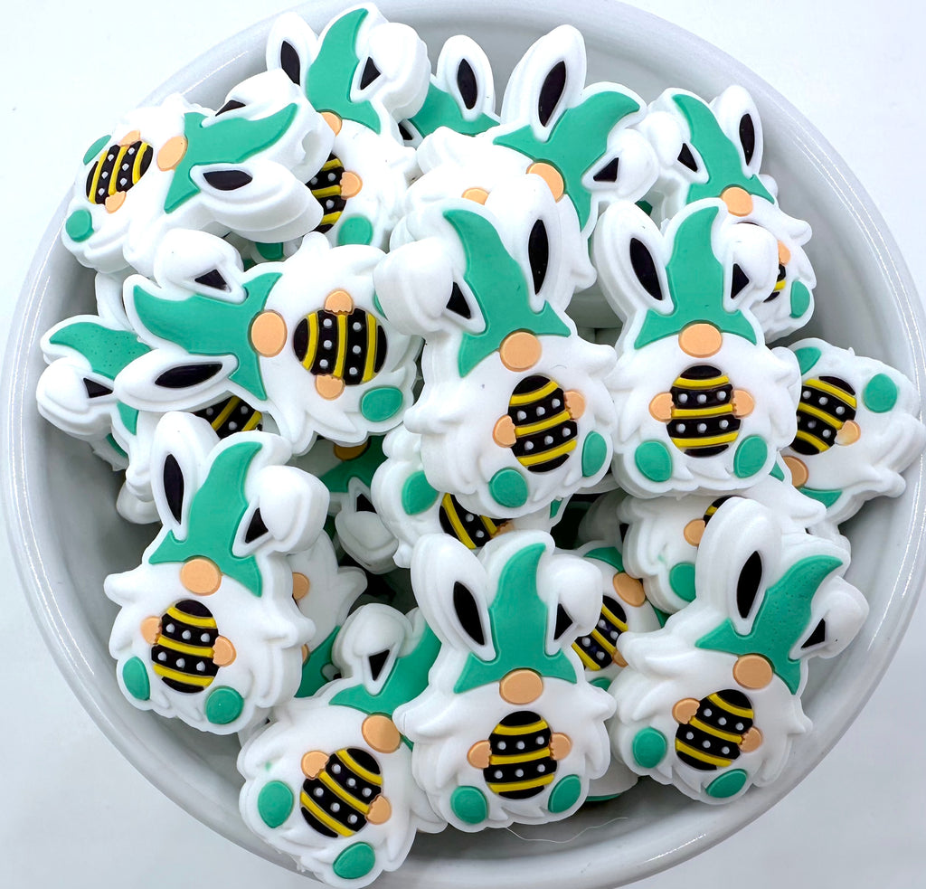 Mint Easter Bunny Gnome Silicone Focal Beads