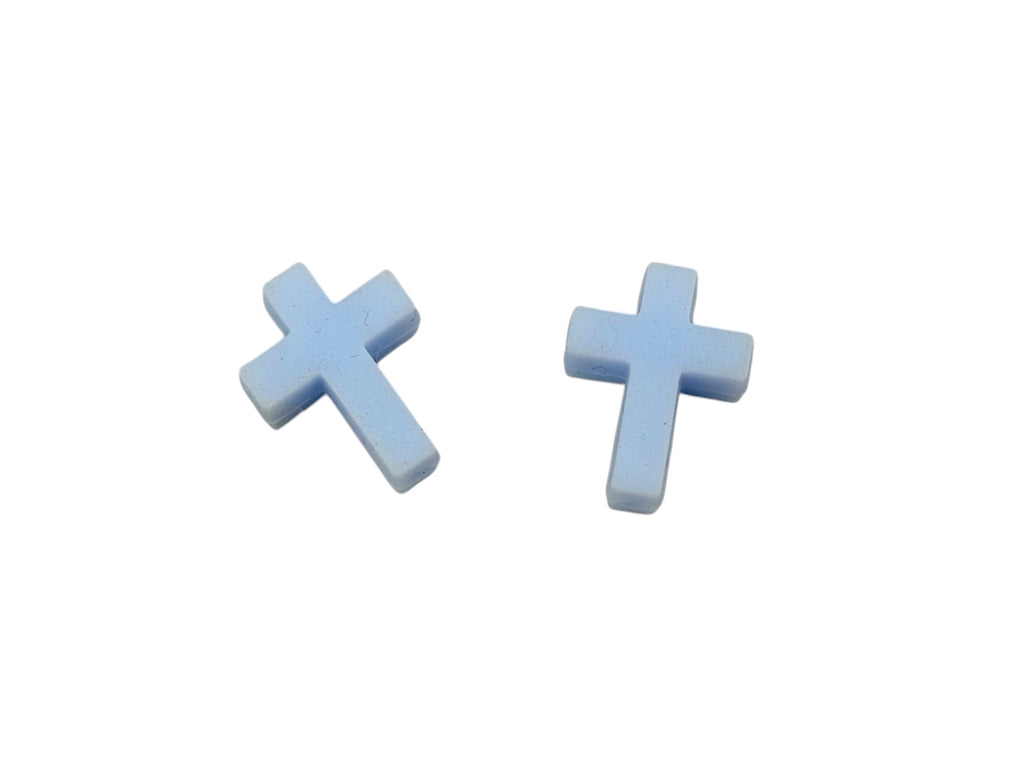 Baby Blue Cross Silicone Focal Beads