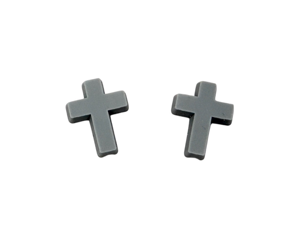 Gray Cross Silicone Focal Beads