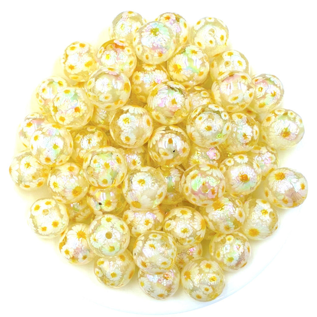 16mm Daisy Transparent AB Iridescent Acrylic Beads