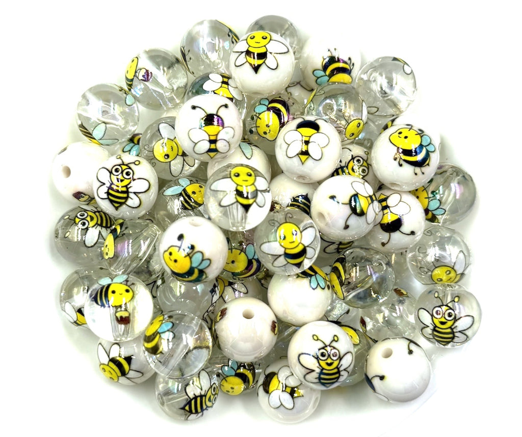16mm Bumblebee Iridescent Acrylic Beads