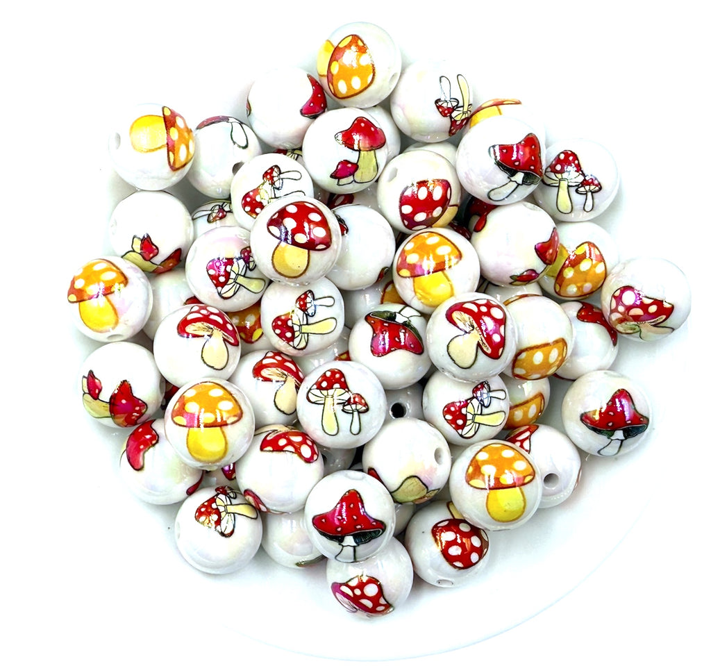 16mm Mushroom Iridescent Acrylic Beads