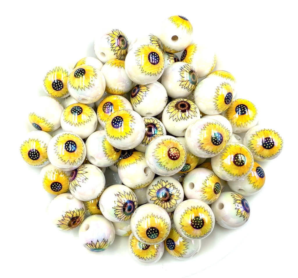 16mm Sunflower Iridescent Acrylic Beads