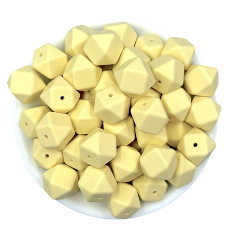 17mm Butter Yellow Hexagon Silicone Beads
