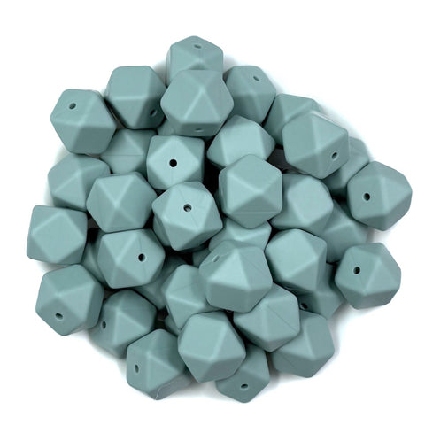17mm Beach Blue Hexagon Silicone Beads