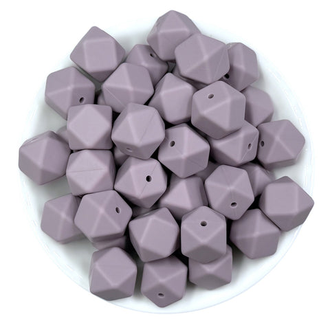 17mm Amethyst Purple Hexagon Silicone Beads