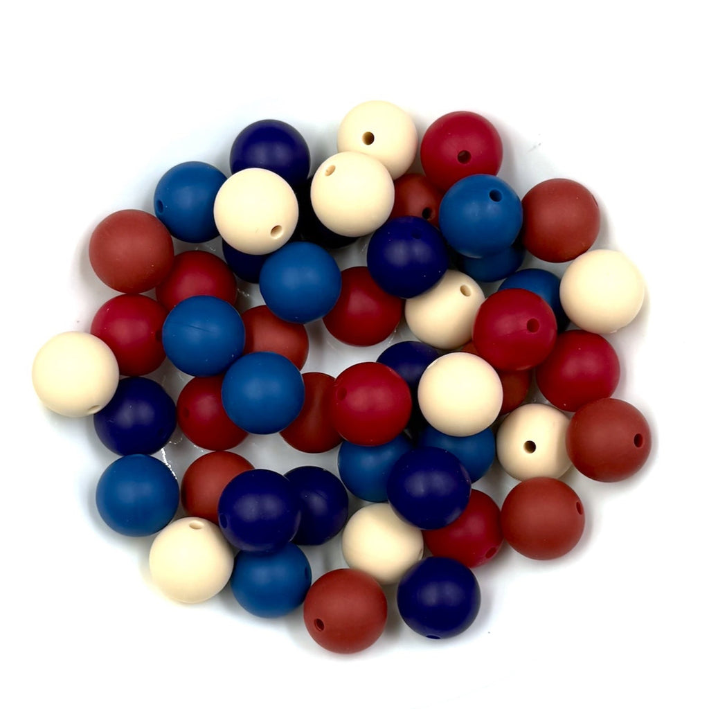 Vintage America Silicone Bead Mix--Navy Blue, Cranberry, Beige, Sapphire, Velvet Clay