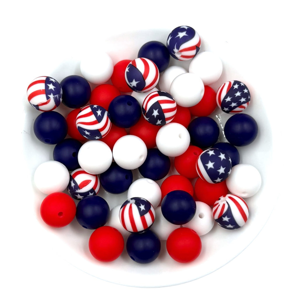 Stars & Stripes Silicone Bead Mix