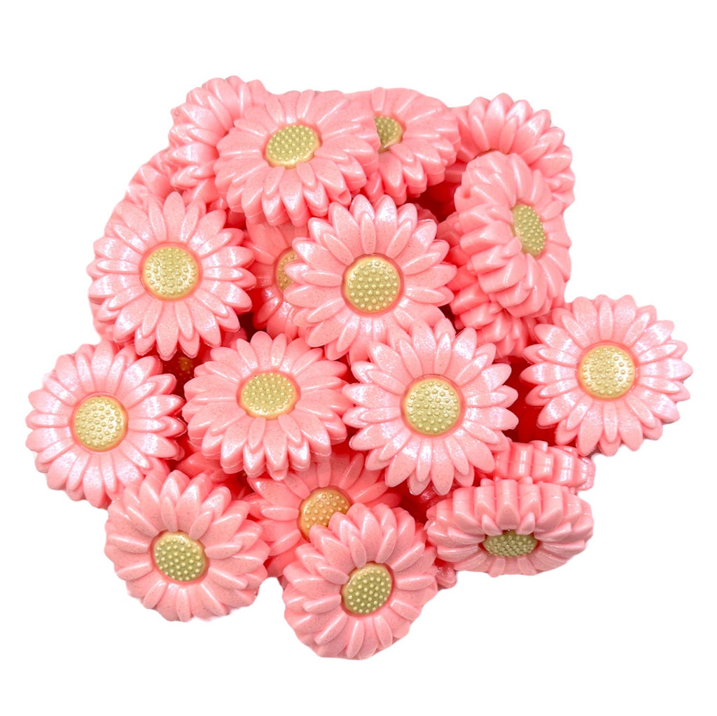 30mm Pink Quartz Opal Daisy Silicone Focal Beads