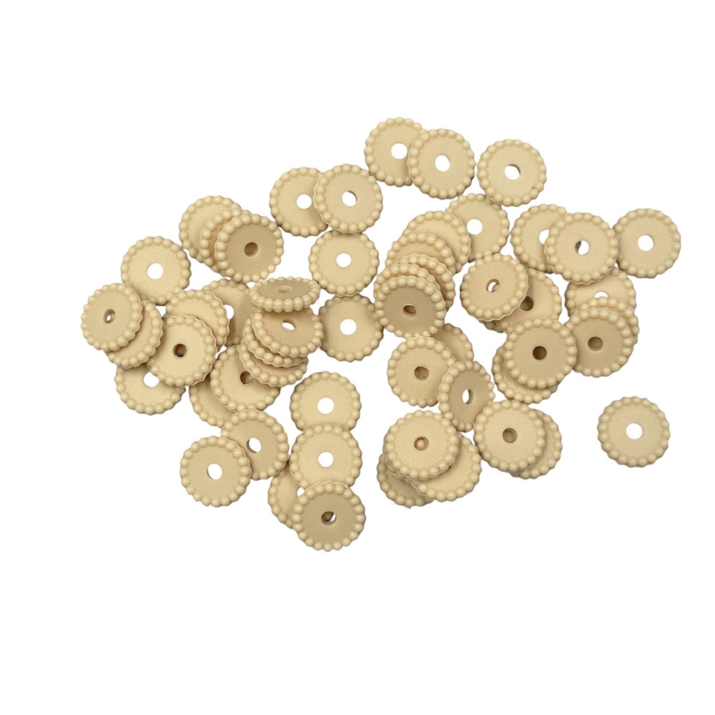 Beige Disc Silicone Spacer Beads
