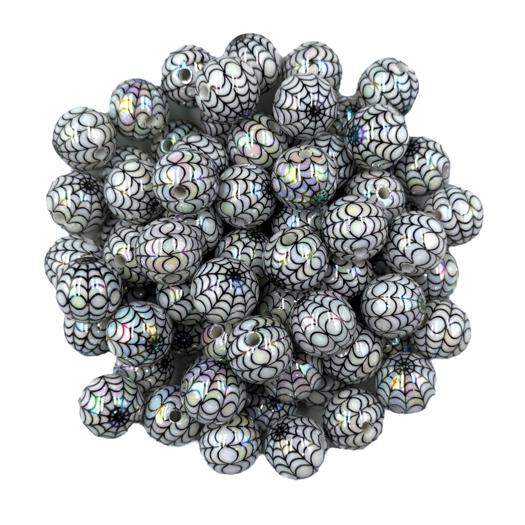 16mm Spider Web Halloween AB Iridescent Chunky Beads