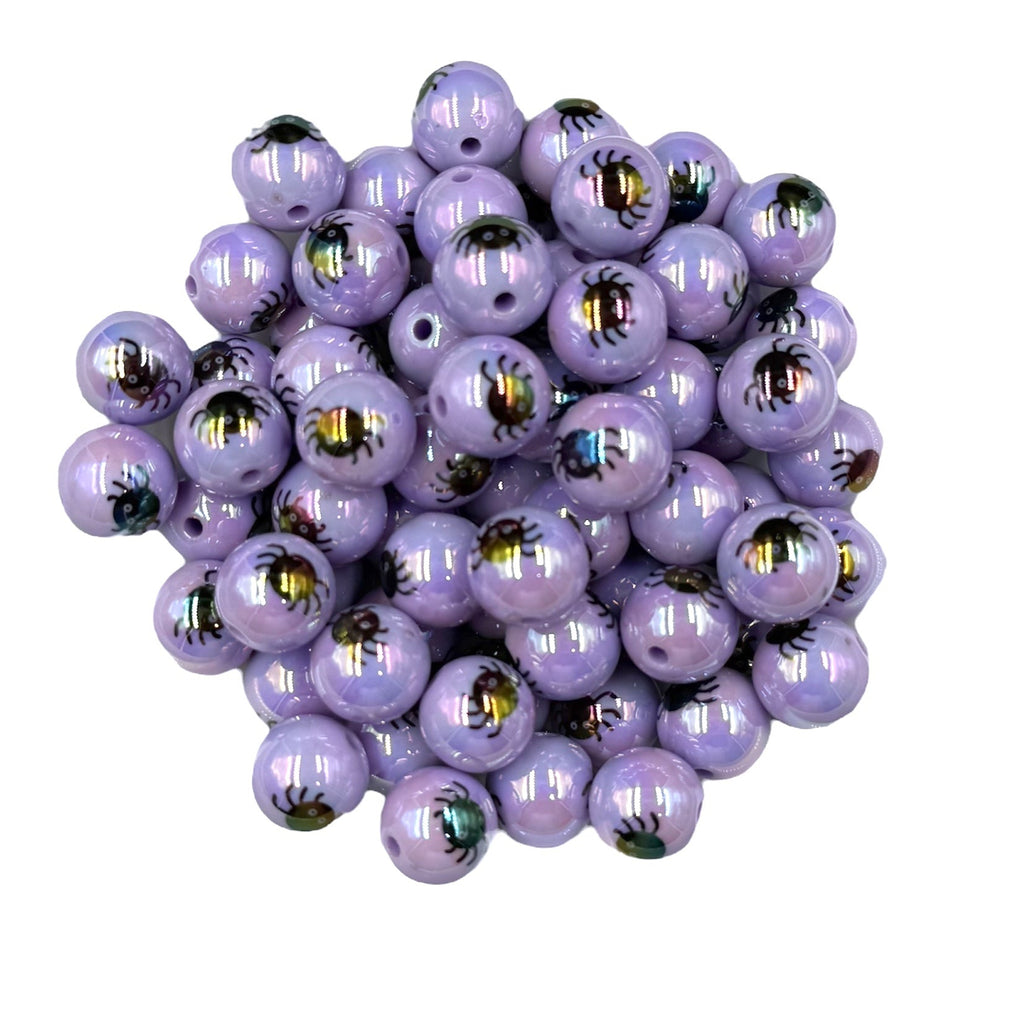 16mm Purple Spider Halloween AB Iridescent Chunky Beads