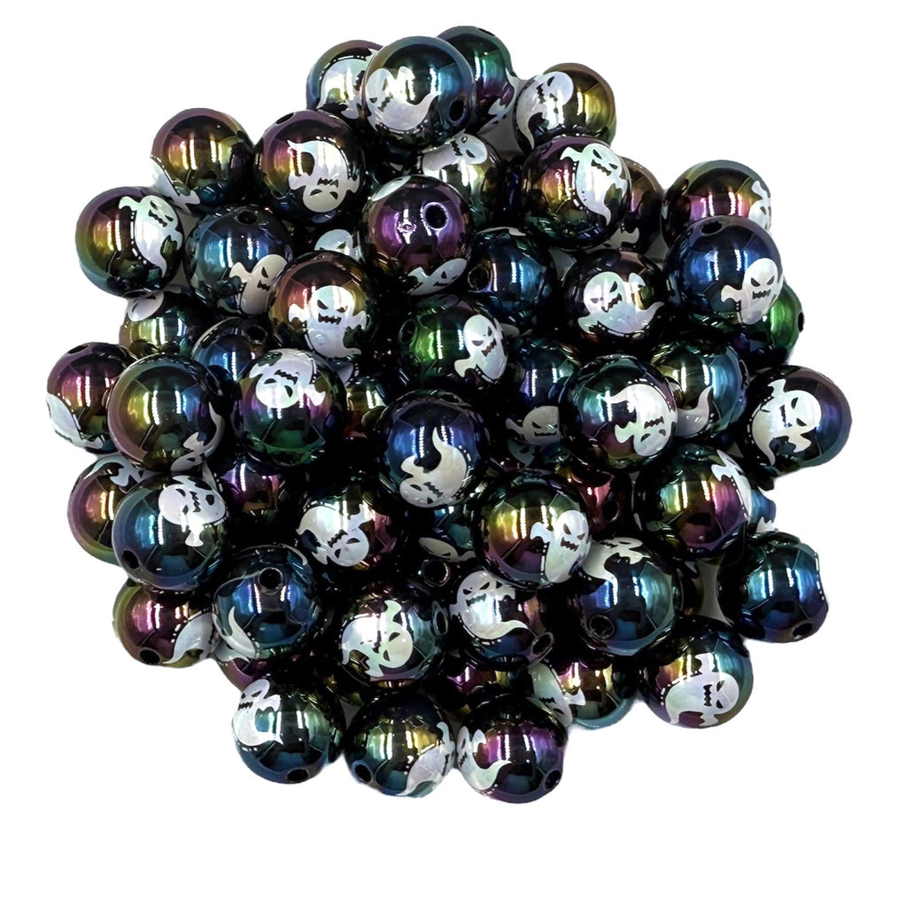 16mm Ghost Halloween AB Iridescent Chunky Beads