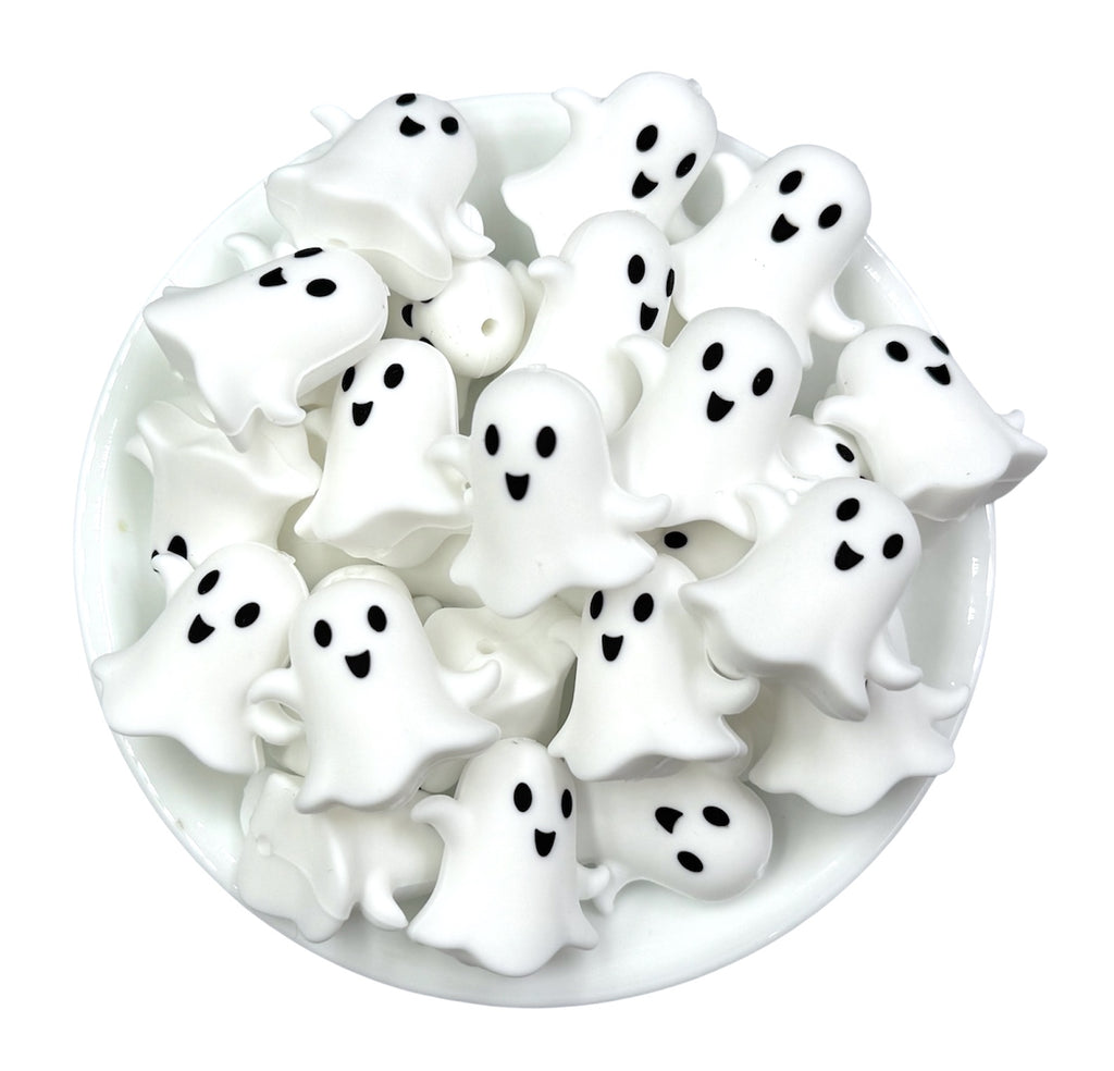 3D White Ghost Silicone Focal Beads