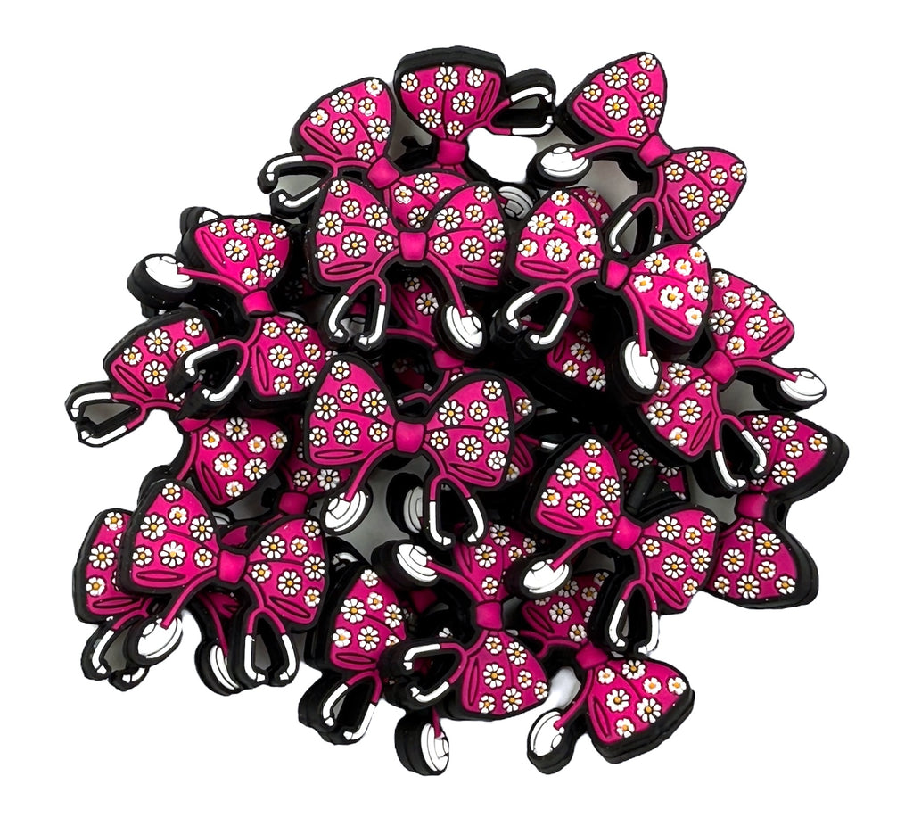 Hot Pink Stethoscope Bow Silicone Focal Beads