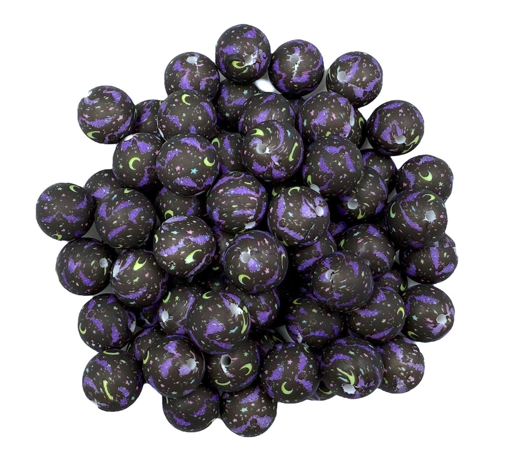 Halloween Night Print Silicone Beads--15mm