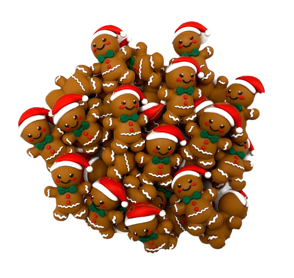 Christmas Gingerbread 3D Silicone Focal Beads
