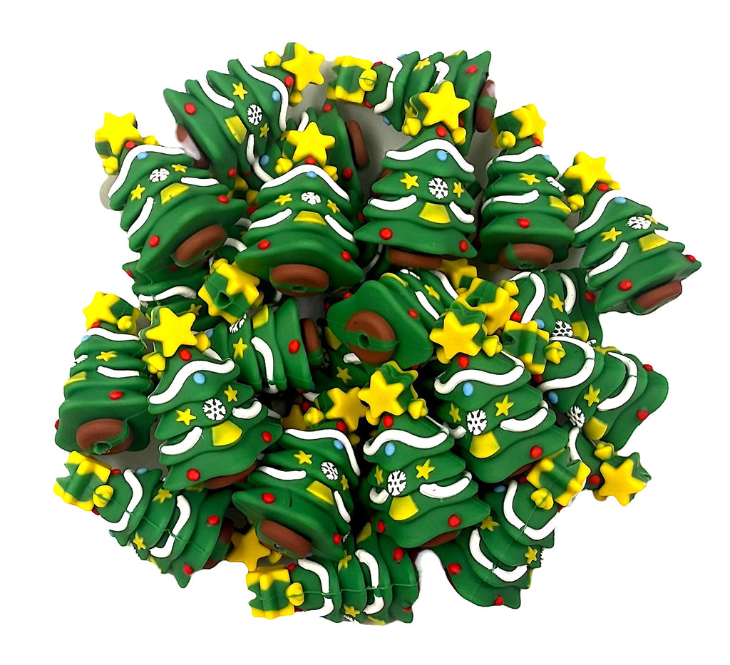 Decorated Christmas Tree 3D Silicone Focal Beads