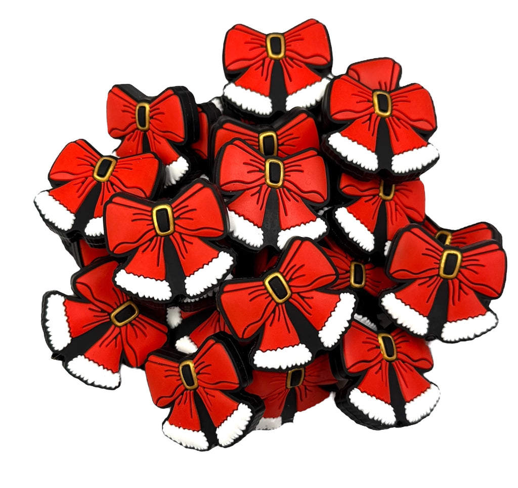 Santa Bow Christmas Silicone Focal Beads