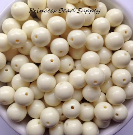 12mm Ivory Solid Acrylic Beads