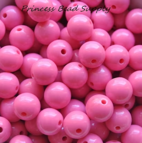 12mm Light Hot Pink Solid Acrylic Beads