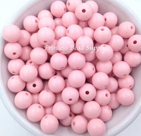 12mm Baby Pink Solid Acrylic Beads