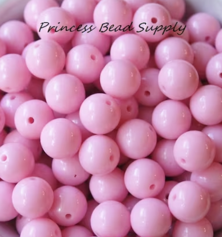 12mm Light Pink Solid Acrylic Beads